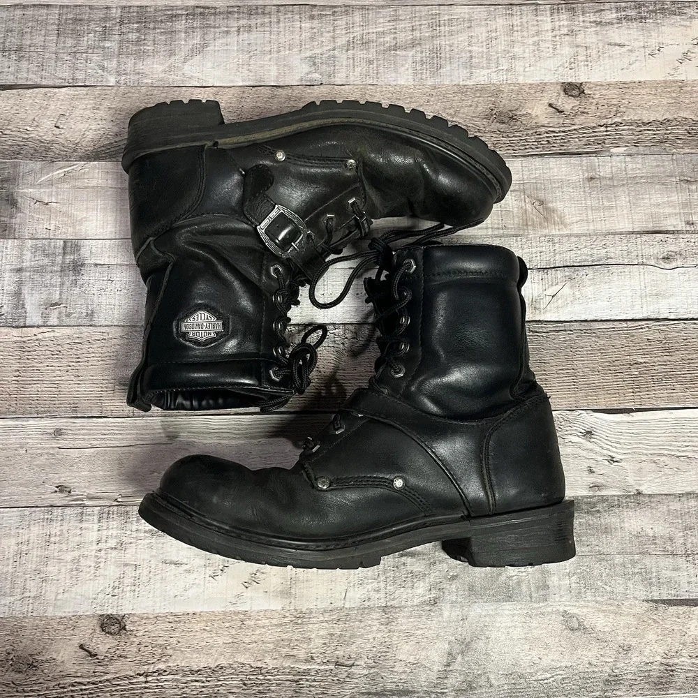 Harley Boots Men's Size 10.5 Black Leather High Leg Motorcycle Biker Apparel